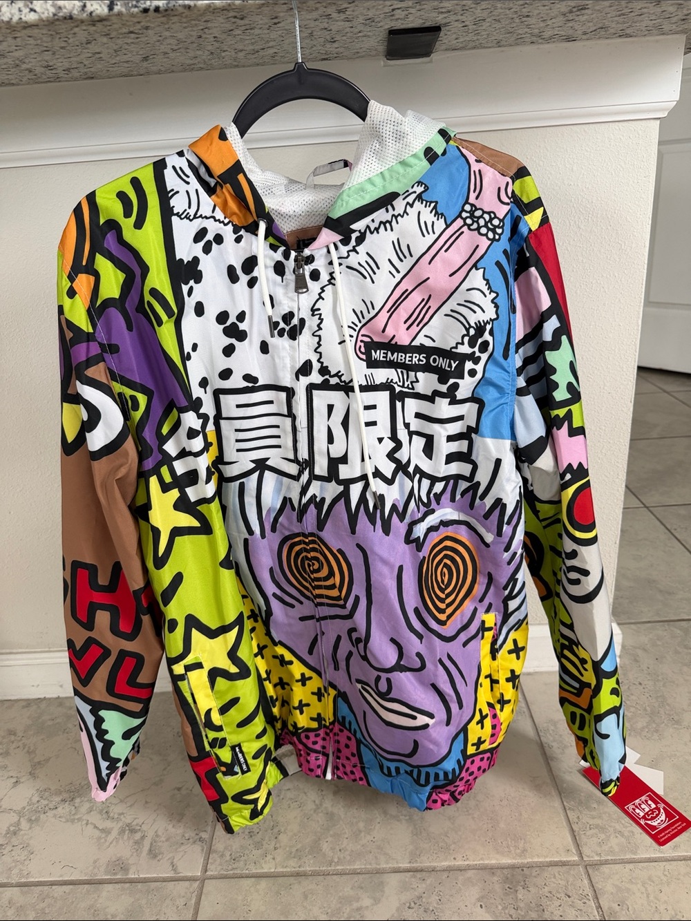 Members Only Keith Harring Vibrant Multicolor Graphic Pullover Jacket